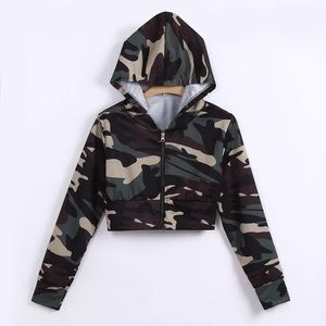 Cropped camo jacket.